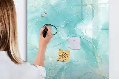 Magnetisch glazen memobord met abstract marmerdessin