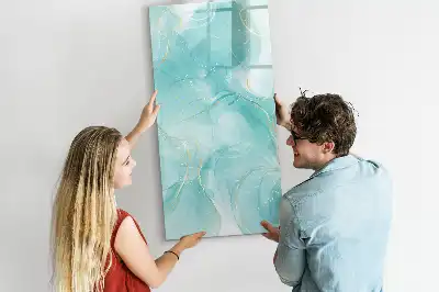 Magnetisch glazen memobord met abstract marmerdessin