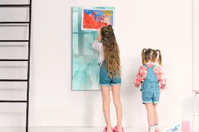 Magnetisch glazen memobord met abstract marmerdessin