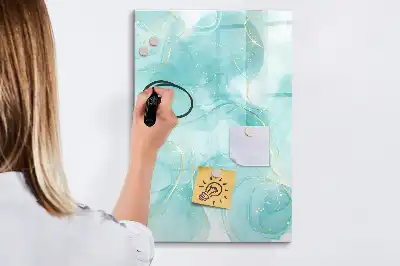 Magnetisch glazen memobord met abstract marmerdessin