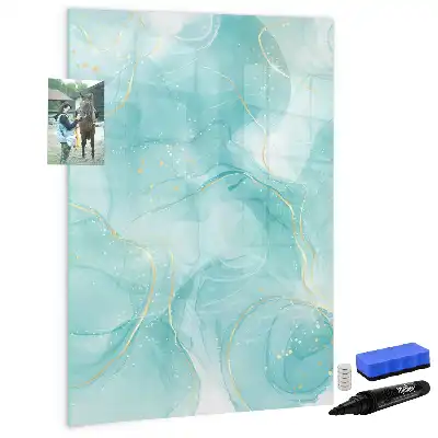 Magnetisch glazen memobord met abstract marmerdessin