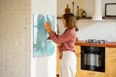 Magnetisch glazen memobord met abstract marmerdessin