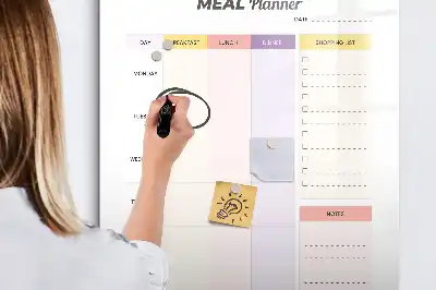 Glazen magneetbord met voedingsplanner voorzien van een decoratieve print