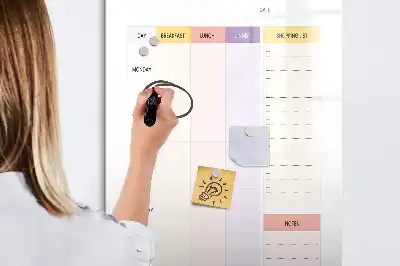Glazen magneetbord met voedingsplanner voorzien van een decoratieve print