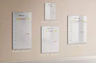 Glazen magneetbord met voedingsplanner voorzien van een decoratieve print