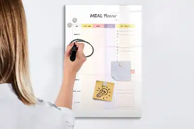 Glazen magneetbord met voedingsplanner voorzien van een decoratieve print