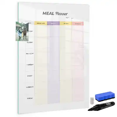 Glazen magnetisch memobord maaltijdplanner voor aan de muur