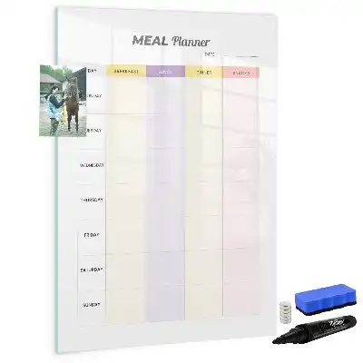 Glazen magnetisch memobord maaltijdplanner voor aan de muur