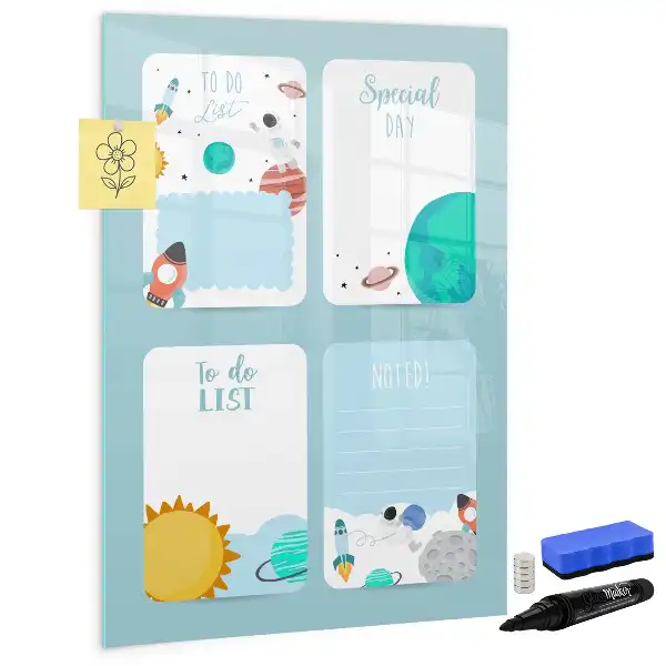 Glazen magneetbord met Galaxie print planner
