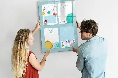 Glazen magneetbord met Galaxie print planner
