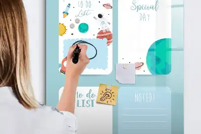 Glazen magneetbord met Galaxie print planner