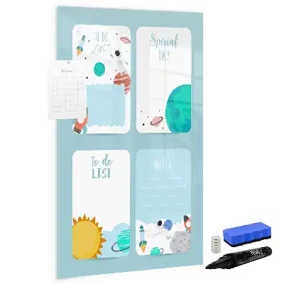 Glazen magneetbord met Galaxie print planner