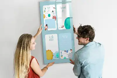 Glazen magneetbord met Galaxie print planner