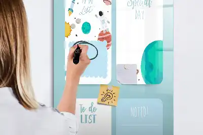 Glazen magneetbord met Galaxie print planner