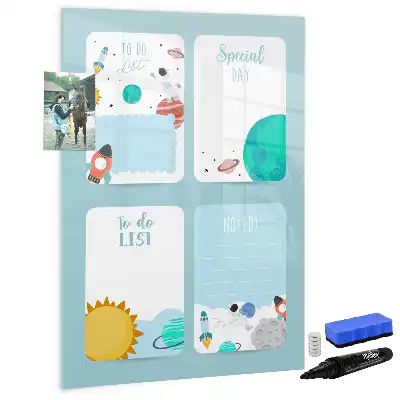 Glazen magneetbord met Galaxie print planner