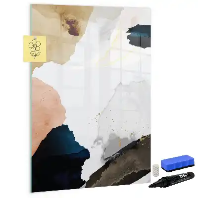 Glazen magneetbord met decoratieve print aquarel abstractie