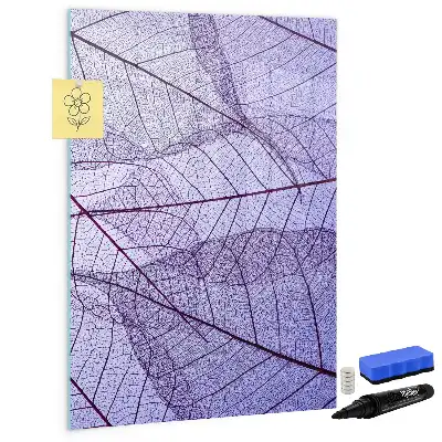 Magnetisch memobord van glas met bladstructuur