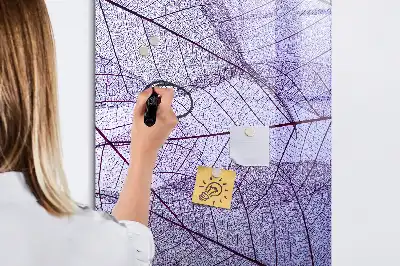 Magnetisch memobord van glas met bladstructuur