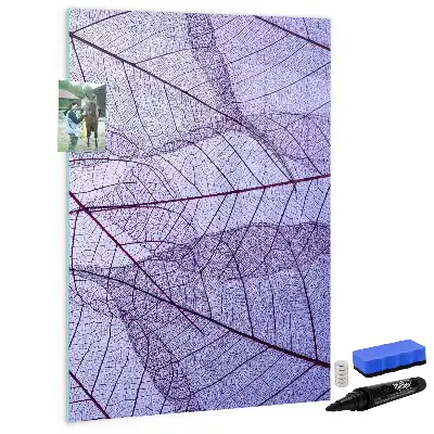 Magnetisch memobord van glas met bladstructuur