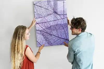 Magnetisch memobord van glas met bladstructuur