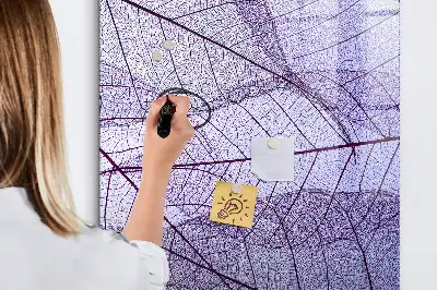 Magnetisch memobord van glas met bladstructuur