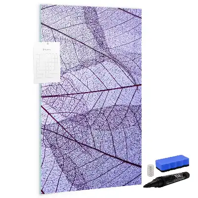 Magnetisch memobord van glas met bladstructuur