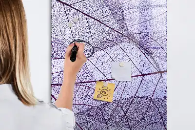 Magnetisch memobord van glas met bladstructuur