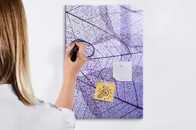 Magnetisch memobord van glas met bladstructuur