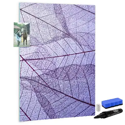 Magnetisch memobord van glas met bladstructuur