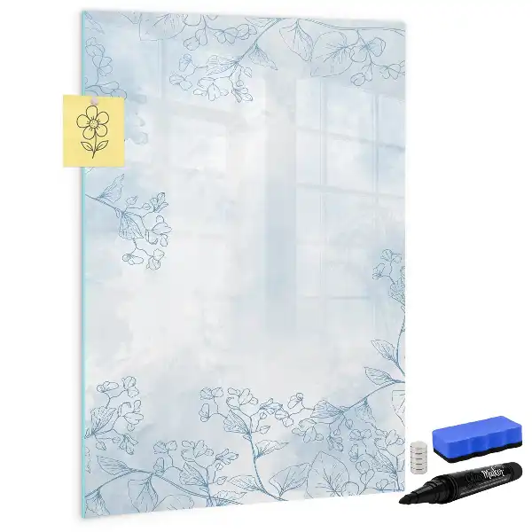 Magnetisch glazen memobord met bloemenschets