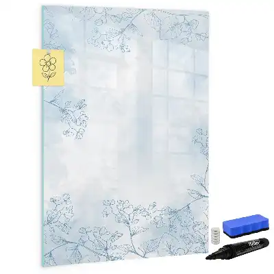 Magnetisch glazen memobord met bloemenschets