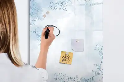Magnetisch glazen memobord met bloemenschets