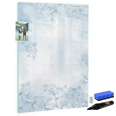 Magnetisch glazen memobord met bloemenschets