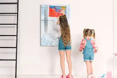Magnetisch glazen memobord met bloemenschets
