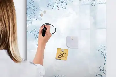 Magnetisch glazen memobord met bloemenschets