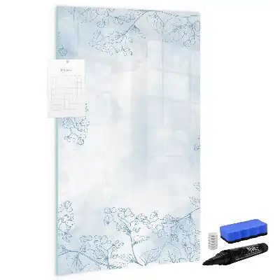Magnetisch glazen memobord met bloemenschets