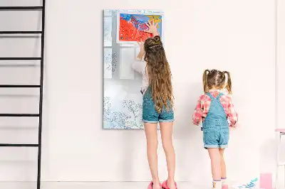 Magnetisch glazen memobord met bloemenschets