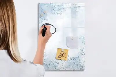 Magnetisch glazen memobord met bloemenschets