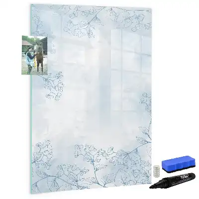 Magnetisch glazen memobord met bloemenschets