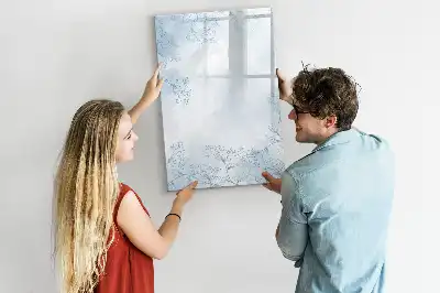 Magnetisch glazen memobord met bloemenschets