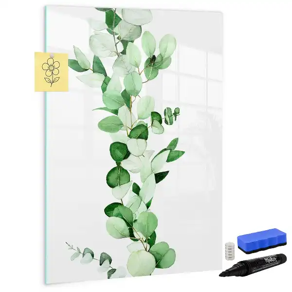 Glazen magneetbord met decoratieve print met rietbladeren