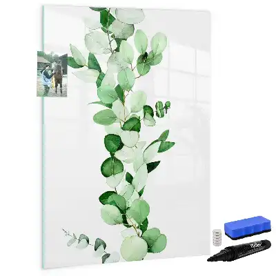 Glazen magneetbord met decoratieve print met rietbladeren
