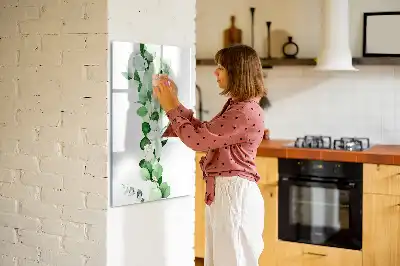 Glazen magneetbord met decoratieve print met rietbladeren