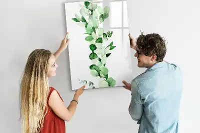 Glazen magneetbord met decoratieve print met rietbladeren