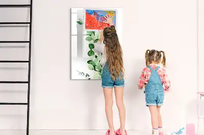 Glazen magneetbord met decoratieve print met rietbladeren