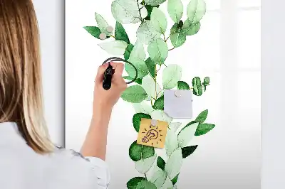 Glazen magneetbord met decoratieve print met rietbladeren