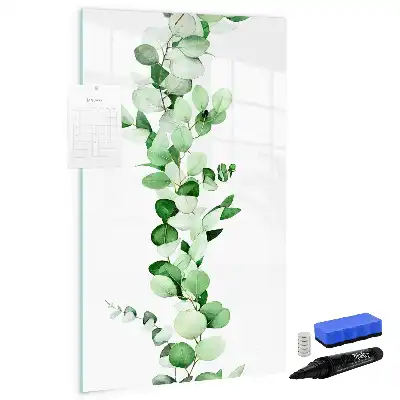 Glazen magneetbord met decoratieve print met rietbladeren