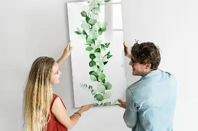 Glazen magneetbord met decoratieve print met rietbladeren