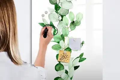 Glazen magneetbord met decoratieve print met rietbladeren