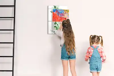 Glazen magneetbord met decoratieve print met rietbladeren